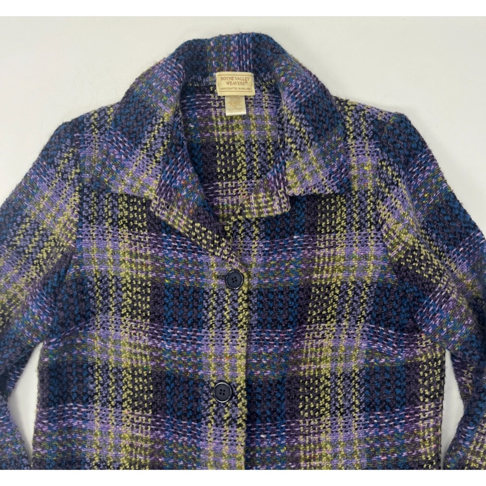 Boyne Valley Weavers Purple Multicolor Jacket Wool Alpaca Ireland Womens Small - Picture 3 of 11